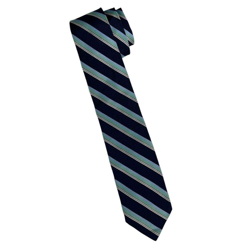 Brooks Brothers Neck Tie Mens Pure Silk Striped USA Preppy Classic Career Blue